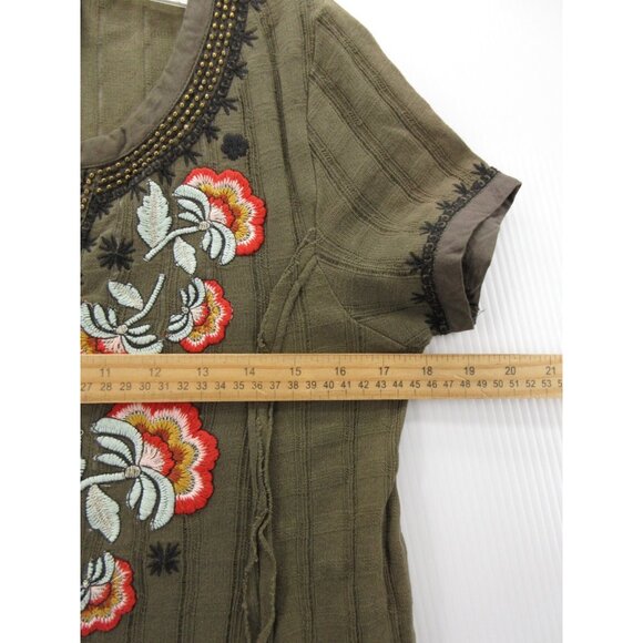 Akemi Kin Anthropologie Top XS Blouse Embroidered Floral Boho Knit - Picture 5 of 10